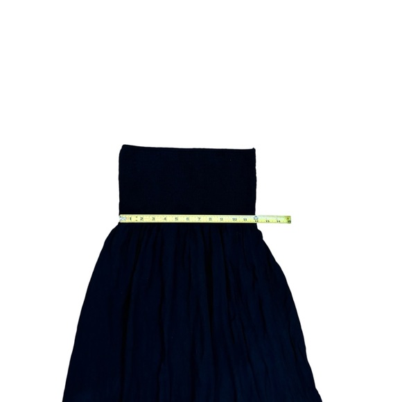 Old Navy black rayon lined strapless smocked top flowy dress women’s size small - Picture 2 of 8